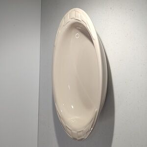 Longaberger Ivory Woven Traditions Vitrified Pottery Oval Vegetable Bowl